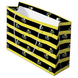 Sacola Para Presentes Grande Abejas en rayas negras y amarillas