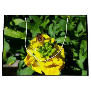 Sacola Para Presentes Grande Abelhas nas Flores Amarelas