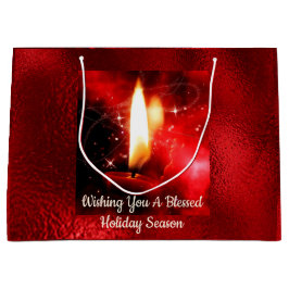 Sacola Para Presentes Grande Abençoada Vela Flame Vermelho Foil Dotado Saco
