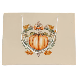 Sacola Para Presentes Grande Abóbora Elegante de Outono