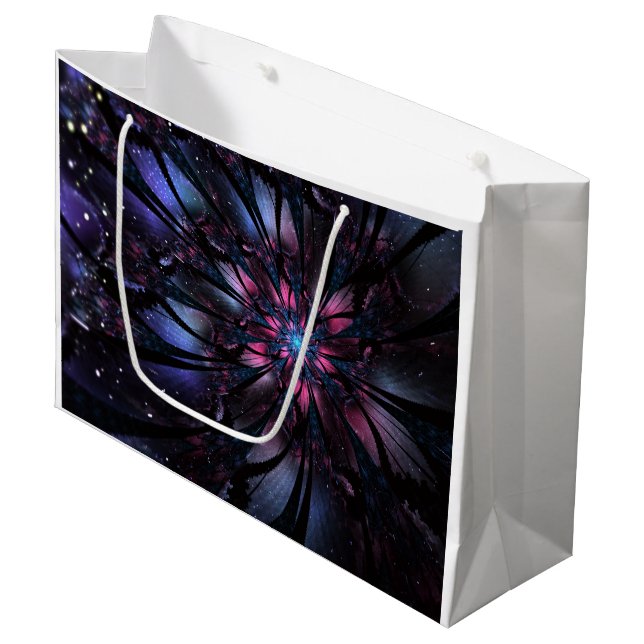 Sacola Para Presentes Grande Abstract fractal flower design. (Frente inclinada)