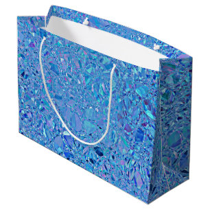 Sacola Para Presentes Grande Abstrato Crystal Turquoise e Blue