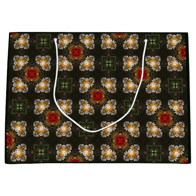 Sacola Para Presentes Grande Abstrato de cruz festiva vermelha (Frente)