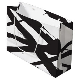Sacola Para Presentes Grande Abstrato de linha de arte branca e negra