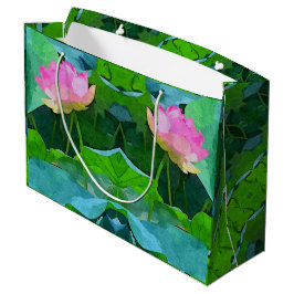 Sacola Para Presentes Grande Abstrato de Lotus Rosa Gift Bag
