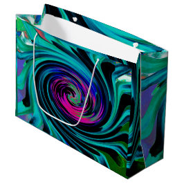 Sacola Para Presentes Grande Abstrato de preto e turquesa Dramático
