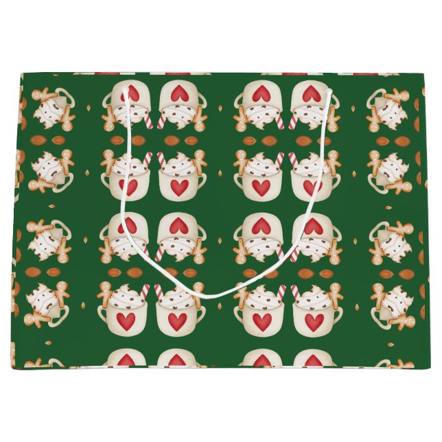 Sacola Para Presentes Grande Abstrato Geométrico de Cacau de Natal (Frente)