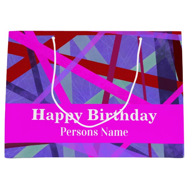 Sacola Para Presentes Grande Abstrato Geométrico de Formas Rosa e Puras (Frente)