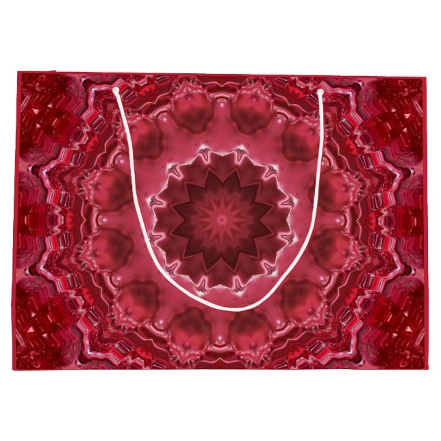Sacola Para Presentes Grande Abstrato, mandala, caleidoscópio (Verso)
