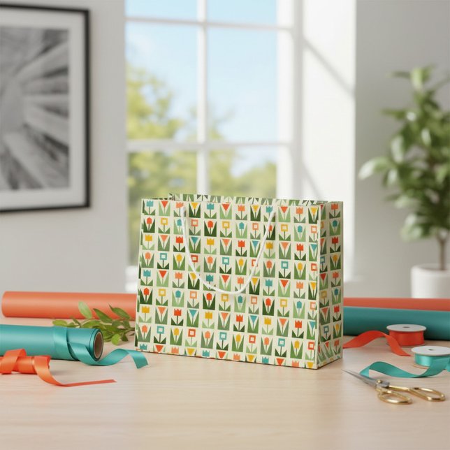 Sacola Para Presentes Grande Abstrato Spring Flowers Large Gift Bag (Criador carregado)