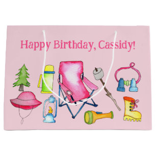 Sacola Para Presentes Grande Acampamento de Menina Considerado Personalizado