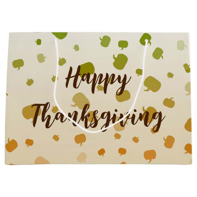 Sacola Para Presentes Grande Ação de Graças Pumpkins (Frente)