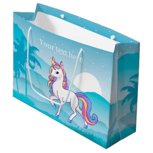 Sacola Para Presentes Grande adicionar festa de meninas unicórn de texto