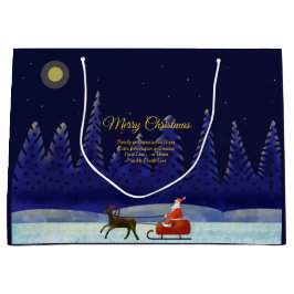 Sacola Para Presentes Grande Adicionar Nome da Família / Organização Blue + San