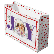 Adicione suas fotos, JOY roxa e bolinhas vermelhas