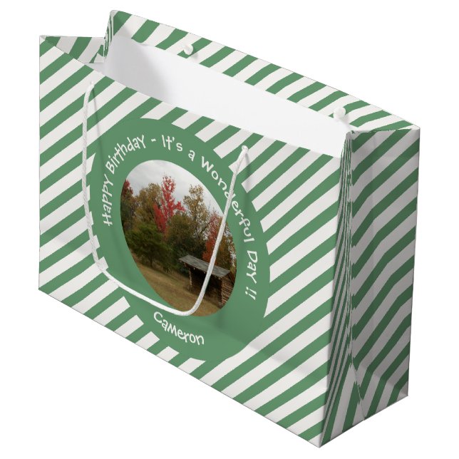 Sacola Para Presentes Grande Adirondack Lean-to em Itens de Festa de aniversári (Frente inclinada)