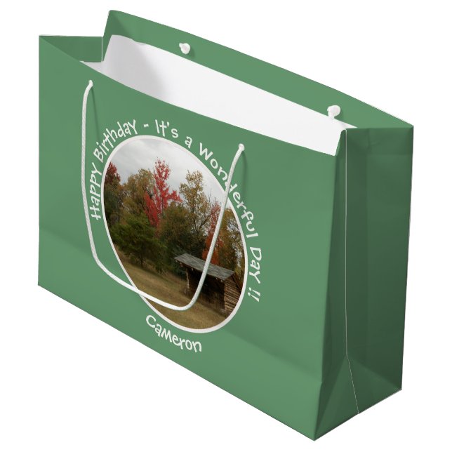 Sacola Para Presentes Grande Adirondack Lean-to em Itens de Festa de aniversári (Frente inclinada)