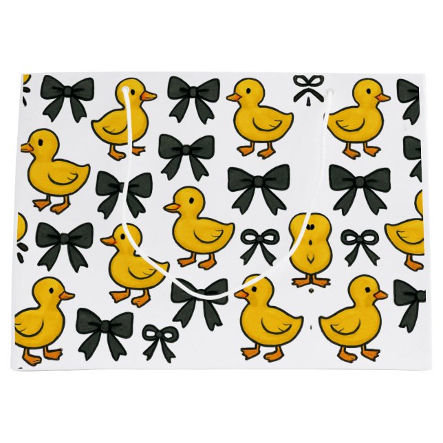 Sacola Para Presentes Grande Adorable Ducks & Bows Gift Bag (Frente)
