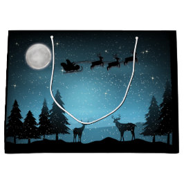 Sacola Para Presentes Grande Adorable Reindeer At Night