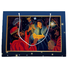 Sacola Para Presentes Grande Adoração dos Magi. Natal personalizado