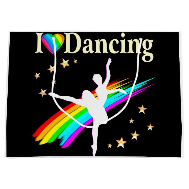 SACOLA PARA PRESENTES GRANDE ADORO A DESIGN DE DANÇAR (Frente)