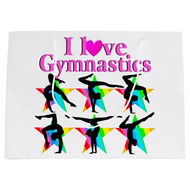 SACOLA PARA PRESENTES GRANDE ADORO A DESIGN DE GINÁSTICA (Frente)