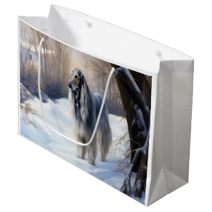 Sacola Para Presentes Grande Afghan Hound Deixe Nevar Natal