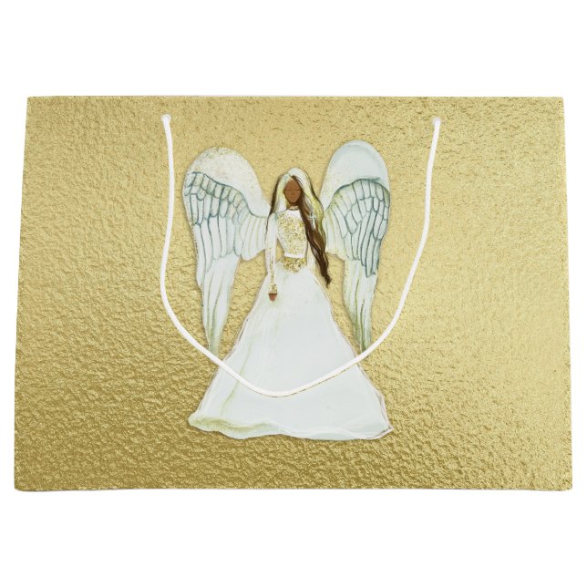 Sacola Para Presentes Grande Afro-americano Angel Gift Bag (Frente)