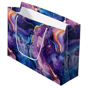 Sacola Para Presentes Grande Ágata Celestial Padrão de Pedra Abstrata Cósmica
