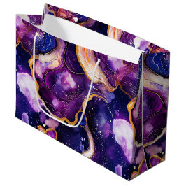 Sacola Para Presentes Grande Ágata Celestial | Padrão Mineral Abstrato Cósmico