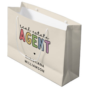 Sacola Para Presentes Grande Agente de Imóveis de Nome Personalizado Presente