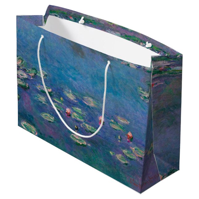 Sacola Para Presentes Grande Água Lily Pond, Monet Large Gift Bag (Verso inclinado)