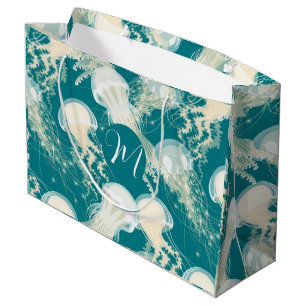 Sacola Para Presentes Grande Água-Vapor No Monograma Da Época De Verão Do Ocean