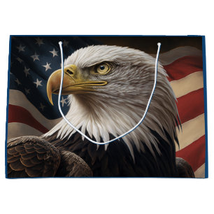Sacola Para Presentes Grande Águia e bandeira americana