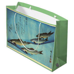 Sacola Para Presentes Grande Ai (Trout) - Impressão de Peixe Japonês Colorido d
