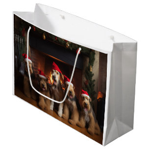 Sacola Para Presentes Grande Airedale junto à Lareira Natal