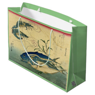 Sacola Para Presentes Grande Aji & Ebi - Peixe Japonês Colorido de Hiroshige