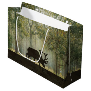 Sacola Para Presentes Grande Alces na ilustração da floresta