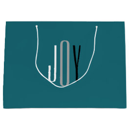 Sacola Para Presentes Grande Alegria Natal Verde Água Cinza Branco Preto Modern