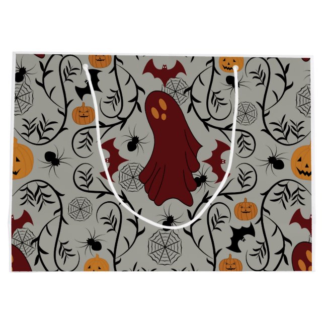 Sacola Para Presentes Grande Algodão do Halloween (Verso)