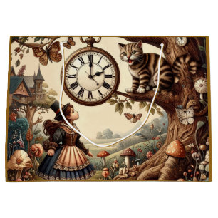 Sacola Para Presentes Grande Alice & Gato de Cheshire: Fantasia Caprichosa do P