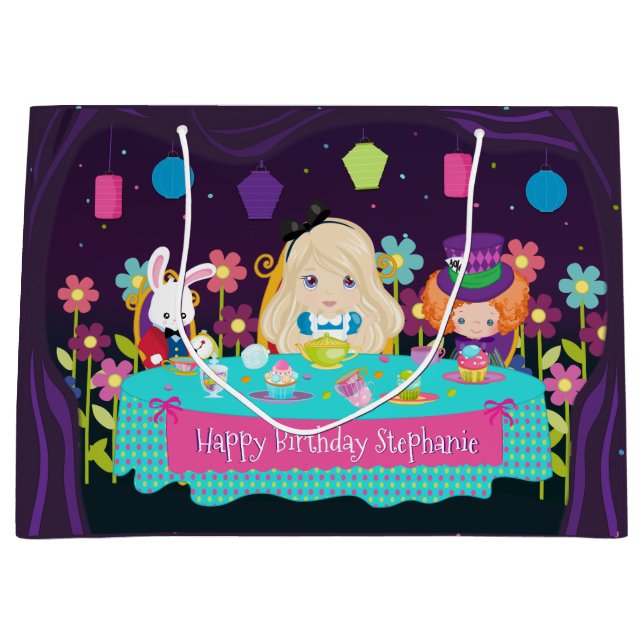 Sacola Para Presentes Grande Alice Loira - Grande Saco do Presente do Tea Party (Frente)