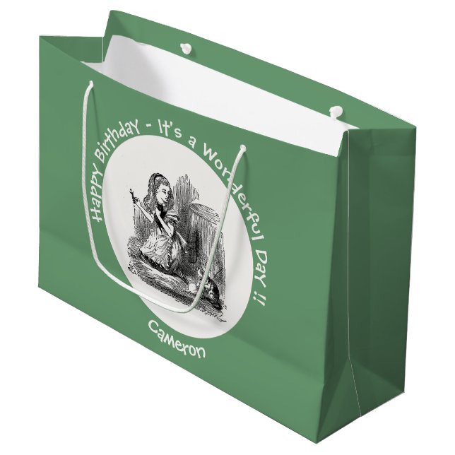 Sacola Para Presentes Grande Alice no Partido das Maravilhas - Alice e o Kitten (Frente inclinada)