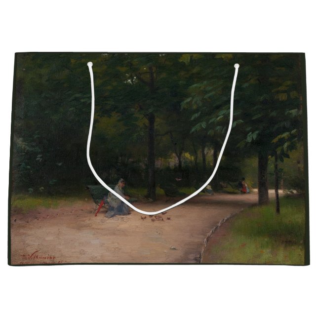 Sacola Para Presentes Grande Alimentação de Aves no Parque (por Paul Peel) (Frente)