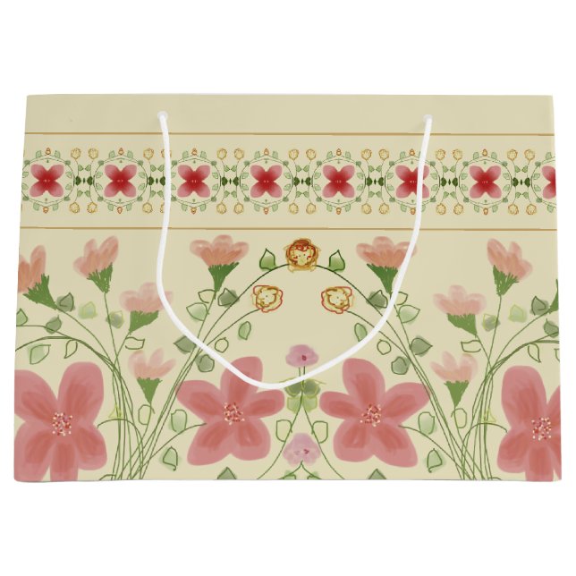 Sacola Para Presentes Grande Almand E Pink Floral Art Concebidos (Frente)