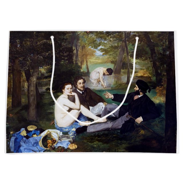 Sacola Para Presentes Grande Almoço na grama, Manet (Frente)