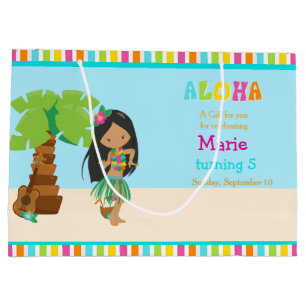 Sacola Para Presentes Grande Aloha African American Girl Obrigado