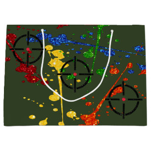 Sacola Para Presentes Grande Alvos do Partido Paintball Glitter