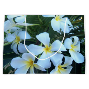 Sacola Para Presentes Grande amarelo, branco, frangipani, flor, natureza, verão