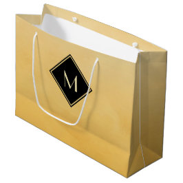 Sacola Para Presentes Grande Amarelo Bruto Elegante Com Monograma Dourado Simpl